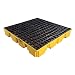 Eagle 1645 Yellow and Black Polyethylene 4 Drum Low Profile Spill Containment Pallet with Flat Top Grating, 8000 lbs Load Capacity, 51.5" Length, 51.5" Width, 8" Height