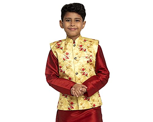 Image of KRAFT INDIA Boys Satin Printed Nehru Jacket Only