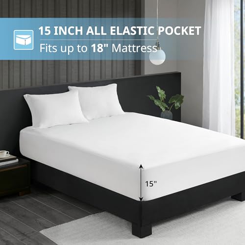 Sleep Philosophy BASI16-0592 Waterproof Mattress Protector Queen Size Mattress Pad, Warm & Cool Reversible Quilted & Fitted Plush Mattress Topper thumb #5