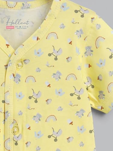 Image of HELLCAT 100% Cotton Front Open Jhabla Vest & T Shirt for Babies - Pack of 5 (Unisex,Short Sleeve)