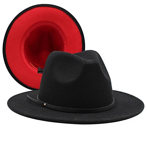Lady-Fashion-Fedora-Chapeau-Double-Face-Panama-Cap-Mens-Costume-Robe-Chapeaux-Deux-Teint-Laine-Feutre-Casquette-Decontractee-avec-Boucle-De-Ceinture-PU-pour-Une-Fete-De-Mariage