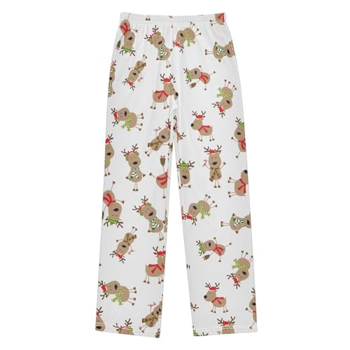 ZZXXB Funny Reindeer Boys Long Pants Soft Trousers Elastic Waist Kids Lounge Bottoms with Pockets S-XL