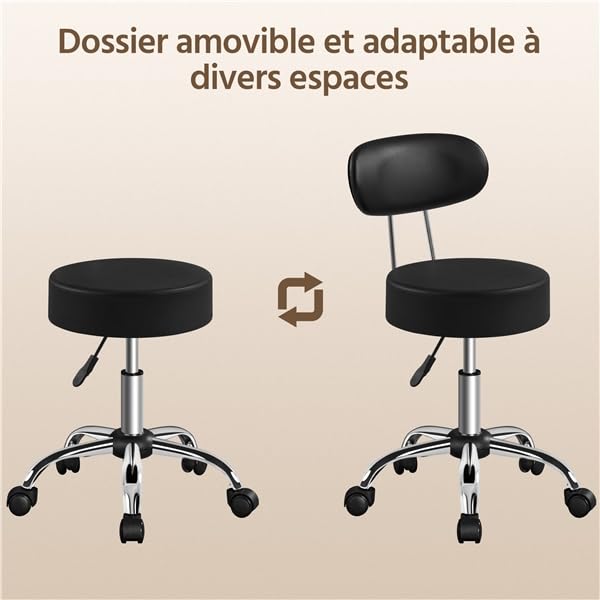 Yaheetech Tabouret de Bar réglable en Hauteur 75,5-85 cm Assise pivotante Noir