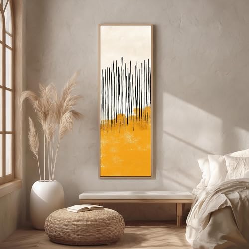 Impression murale géométrique jaune et noire avec cadre intérieur tableau bohème chic - 2