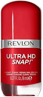 REVLON Ultra HD Snap Nail Color, Natural Rich Glossy Polish, 100% Vegan Formula, No Base or Top Coat Needed, 030 Cherry On Top, 0.27 fl oz
