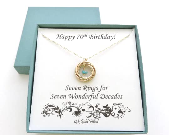 70th Birthday Gifts for Women | Gold Birthstone Necklace | 70th Birthday Gift