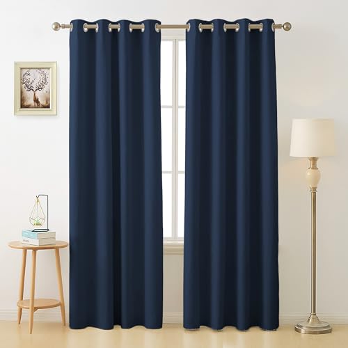 Image of Cloth Fusion 90% Blackout Door Curtains 8 Feet Long Set of 2, Room Darkening Parda with Stainless Steel Grommets for Home Decor (8x4 Feet, Indigo Blue)