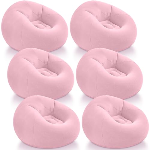 Image of Realspring Inflatable Bean Bag Chairs Outdoor Blow up Camping Chairs Inflatable Lazy Sofa Folding Portable Bean Bag Loungers Couch for Movie Night(Light Pink,6 Pcs)