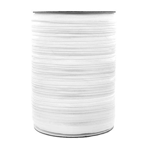 Bristlegrass Satin Elastic Band for Sewing 3/8" 10mm Roll Spool Shiny Stretchy Ribbon for Hair Tie Headband Dress DIY Sewing Trim (A-3/8 Inch x 50 Yards,White)