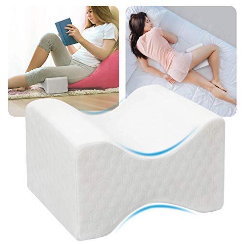 Knee Pillow for Side Sleepers - Memory Foam Leg Pillow for Sleeping with Extra Cover, Cooling Gel for Sciatica Relief, Lower Back Pain, Leg Pain, Pregnancy, Joint Hip Pain,Wedge Contour - HNKP1