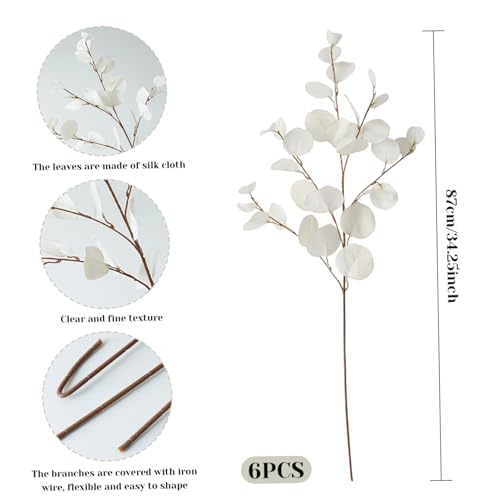 Tiges d'eucalyptus réalistes blanches pour votre décoration de mariage - 4