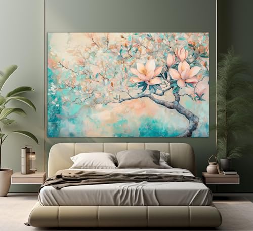 Impression sur toile fleur de magnolia prete a suspendre 60x80cm