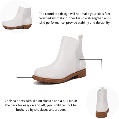 Girl's Lug Sole Ankle Boots Low Chunky Block Heel Round Toe Faux Suede Slip On Chelsea Booties #TOP3