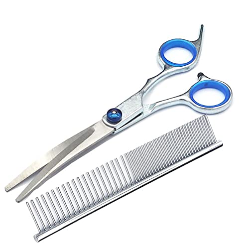 Dog Grooming Scissors Kit Less Steel Comfortable Adjustable Screw Professional 6 in 1 Grooming Scissors for Pet