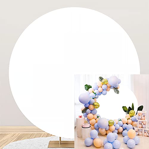 Aoihrraan 200cm Diamètre Blanc Ronde Fond pour Photographie Blanc Pur Toile De Fond Anniversaire Fête Mariages Nuptiale Douche Bébé Douche Adulte Enfant Portrait Accessoire Studio Photo Papier Peint