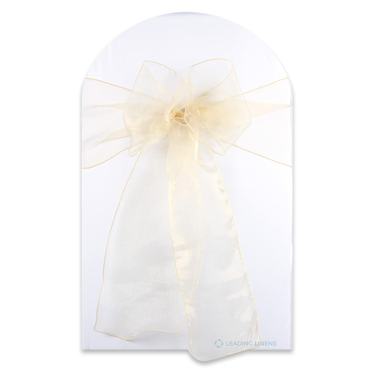 Leading Linens 10-pcs Organza Chair Cover Bow Sash - Champagne - Wedding Party Banquet Reception - 28 Colors Available
