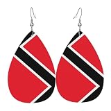 Pendientes de piel con forma de lágrima para mujer, diseño de bandera de Trinidad y Tobago, chapado en plata 925, accesorios de vacaciones