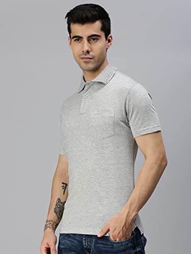 ONN Men's Grey Half Sleeves Polo Collar T-Shirt with Pocket (Size : X-Large)