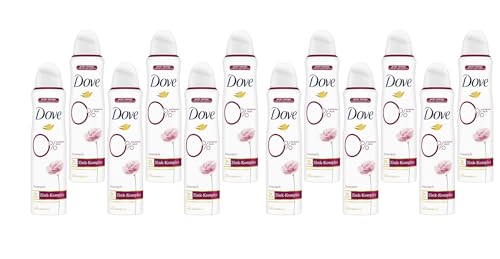 12x Dove Deodorant-Spray Rosenduft Deo mit pflegendem Zink-Komplex und 0% Aluminiumsalzen,2x Schutz 48h Deodorant Rosenduft 150 ml (12er Pack)