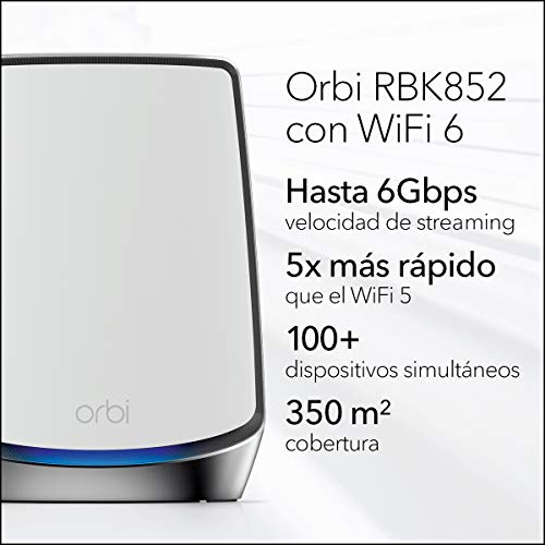 NETGEAR-Orbi-Mesh-WiFi-6-RBK852-sistema-tribanda-compuesto-por-1-router-y-1-extensor-satelite-Cobertura-de-hasta-350-m-y-hasta-100-dispositivos-AX6000-hasta-6-Gbps
