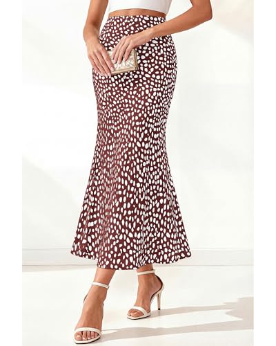Image of BTFBM Satin Skirts for Women Trendy 2026 Summer Fall | High Waisted A-Line Leopard Print,Floral Print, Business Casual,Cocktail,Wedding Guest,Long Silk Midi Skirt
