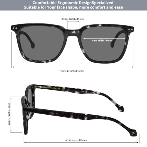 Image of FreeFineTech Polarized Sunglasses UV400 Protection Acetate Frame Metal Vintage Retro Square Sunglasses for Men and Women