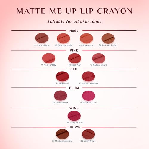 Image of Pilgrim Long Lasting Crayon Lipstick | Intense Matte Finish | Waterproof & Lightweight | Highly Pigmented & Enriched With Ceramides & Mango Seed Oil | Smooth Glide Application | (1.4g) (Magical Mauve-13)