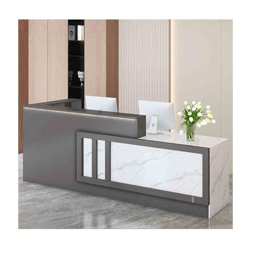 Generico Elegante bancone Reception con Luce LED, Stabile Cassa per la Vendita al Dettaglio, Design Moderno, Lato Destro 120 cm, Perfetto per uffici e Negozi (Bianco e g