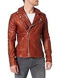 Goosecraft Herren Gc Berliner Biker Lederjacke, DARK COGNAC, L, 102112029