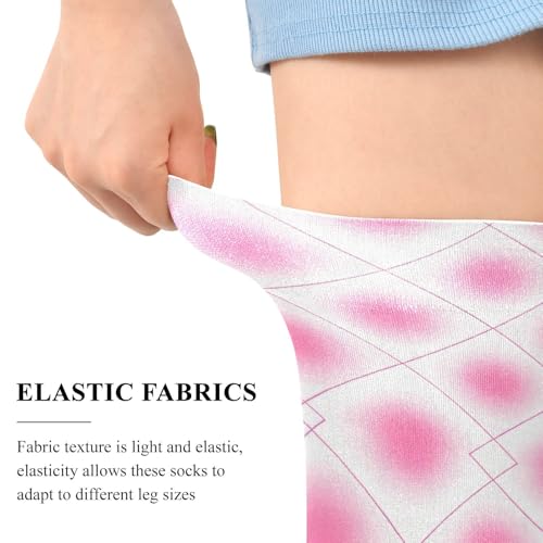 Long Knee High Socks Comfortable for Dancers medias de vestir para mujer Magenta Checkered Dot Rhombus Plaid4