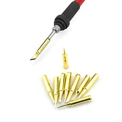 10pcs Titanium Coating Soldering Iron Tips 900M-T Lead-free Solder Tip for HAKKO 936,937,907 Atten, Quick, Aoyue, Yihua,Vastar,Sywon,Tabiger,SOAIY and X-Tronic Soldering Station