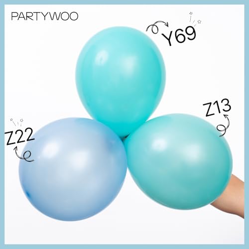 Image of PartyWoo Pearl Teal Balloons 50pcs Pearl Aqua Blue Turquoise Dark Teal