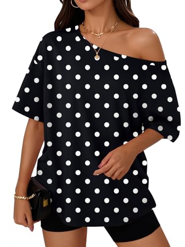 Image of Trendy Queen Womens Off the Shoulder Tops Oversized Summer Spring T-Shirts 2026