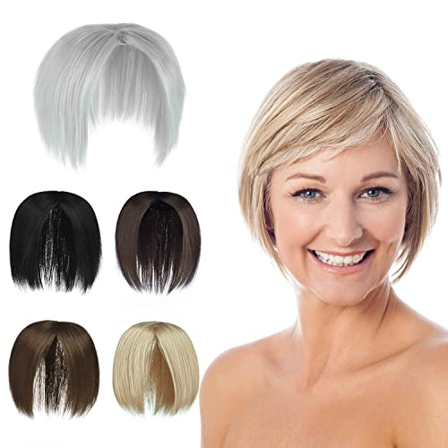 PARXITN Topper per capelli da donna senza frangetta, 3 clip in pezzi di capelli sintetici Toupet Wiglets per capelli scesi grigio argento metallizzato