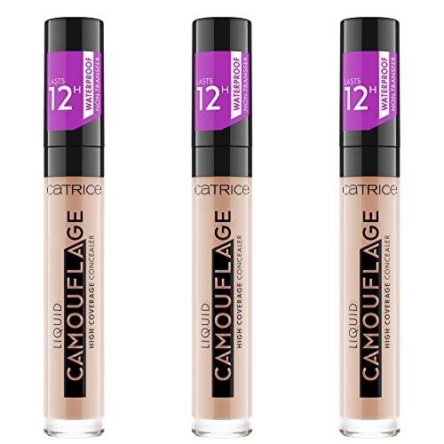 Catrice Liquid Camouflage High Coverage Concealer, Nr. 007, Nude, für trockene Haut, für unreine Haut, für Mischhaut, vegan, ölfrei, wasserfest, ohne Alkohol, 3er Pack (3x5ml)