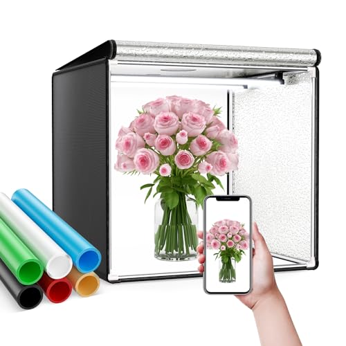 SenDeluz Foto Light Box 50X50X50 CM, Professionale Portatile Photo Studio Box con 2 Rimovibile...