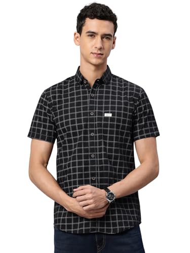 Image of Majestic Man Slim Fit Pure Cotton Half Sleeve Checked Casual Shirt