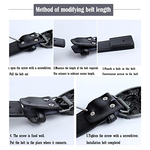 Leather Cowboy Belt with Decorative Buckle, Brown, 120cm3