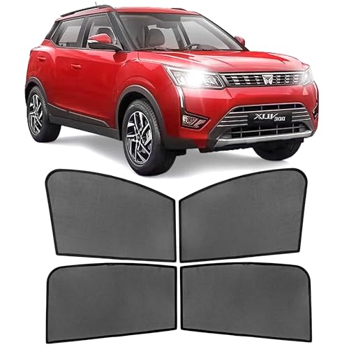 Image of AutoStory Custom Fit Black Mesh Car Sunshade for XUV300 | UV & Heat Protection Car Window Curtains | Privacy Car Sun Shade | Breathable Vehicle Specific Side Window Shades