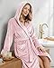 NY Threads Premium Womens Robe with Hood, Plush Fleece Long Bath Robe for Women, Fluffy Soft Women's Bathrobe, Large, Light Pink