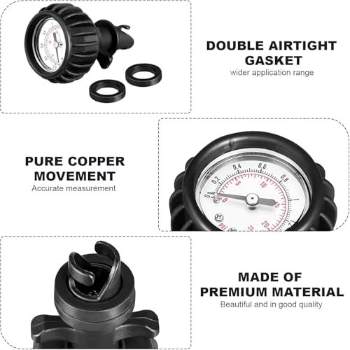 Ticfox Gummiboot Manometer, Kajakbarometer, 0-2 BAR/0-30 PSI Gummi Luftdruckmessgerät Messung aufblasbares Boot Einzelbarometer mit Handpumpe für Schlauchboot, Gummiboot