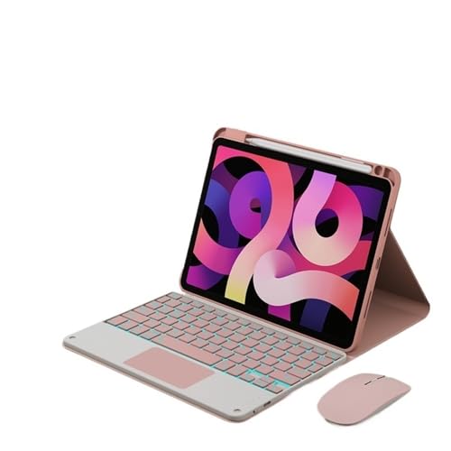 Funda para iPad Pro 12.9 con teclado retroiluminado rosa y ranura para lápiz