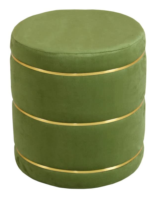 ShadowKart Pouffes Sitting Stool for Living Room, Wooden Mudda Ottoman Stools, Pouffe Footstool, Pouf for Office Home Decoration & Dressing Table, 16x16x18 Inch (Light Green) 1