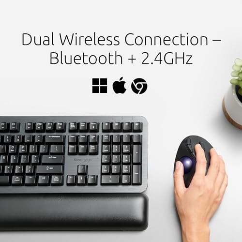 Image of Kensington TB450A Wireless Trackball Mouse, Bluetooth LE & 2.4GHz Connection, 4 DPI Options, Connect up to 3 Devices (K72178WW), Black-Purple