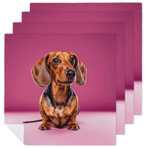 Servilletas de Tela Dachshund Weiner Dog 4 piezas miniatura 1