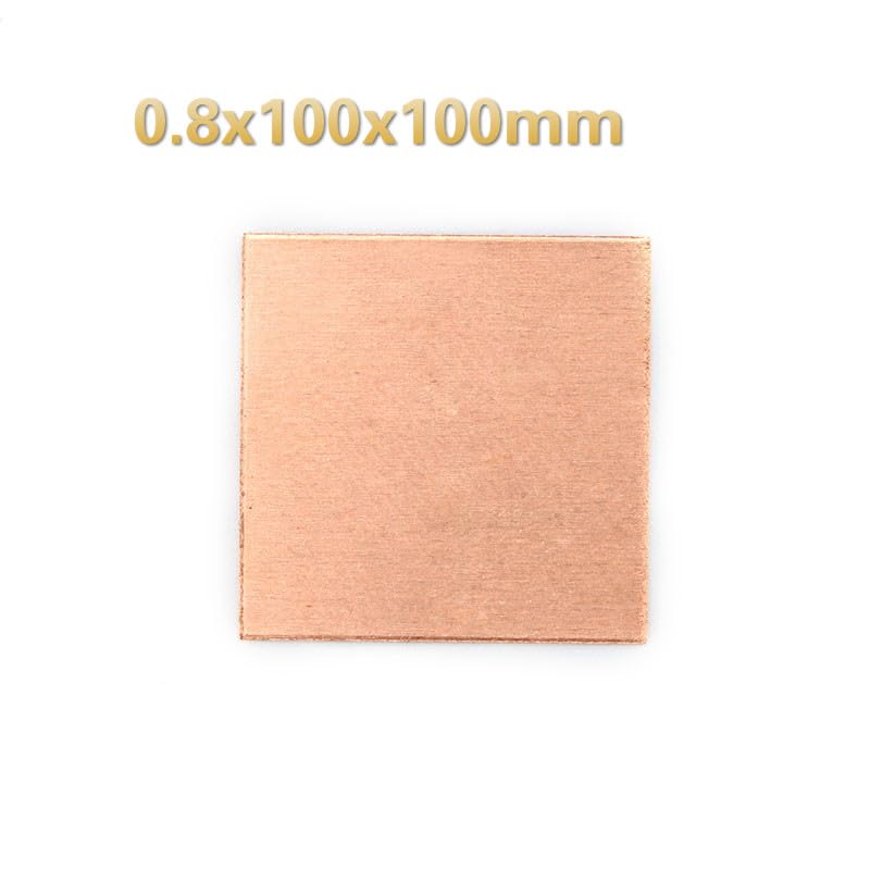 Placa de chapa de cobre de 100x100mm, buen comportamiento mecánico y estabilidad térmica, grosor de 0,3-8mm, 1 ud.(2.5x100x100mm)