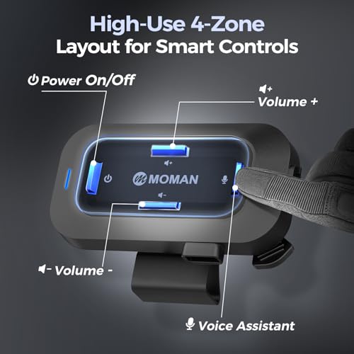 Image of Moman Motorcycle Helmet Headsets Speaker, Hands‑Free Hi-Fi Speakers Dual Noise Cancellation with Loud Sound, Voice Assistant IPX6 Waterproof Helmet Headphones for All Helmets and Solo Riding (RS-C)
