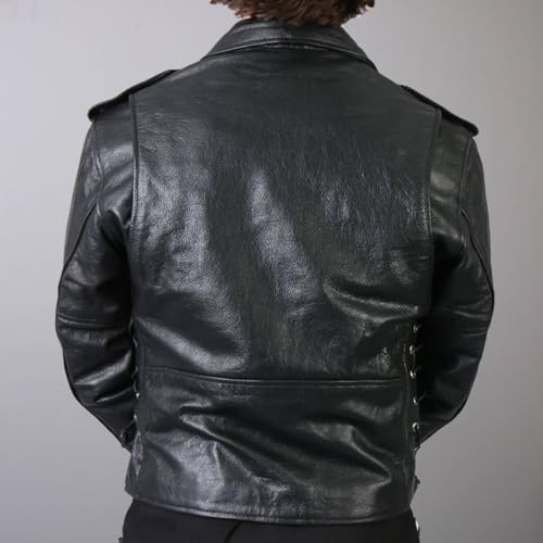 Hot Leathers Classic Motorcycle Jacket with Zip Out Lining (Black, Size 42)