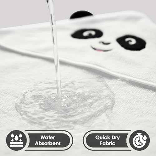 Image of Story@Home Towel for Kids with Hood | 300 GSM (80 X 80CM) Quick Dry Kids Towel | Soft Lightweight Baby Wrap for Beach |Pool Towel for Boys & Girls |Kids Microfiber Towels for Bath - White - Panda