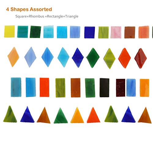 Lanyani 1050 Pieces Mixed Shapes Glass Mosaic Tiles for Crafts, Colorful Stained Glass Pieces for Mosaic Projects